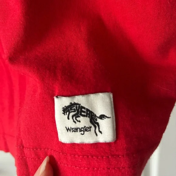 Wrangler Red Tee with White Logo Patch - Picture 4 of 6